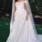 Elegant Ball Gown Off the Shoulder White Satin Long Wedding Dress SH7063
