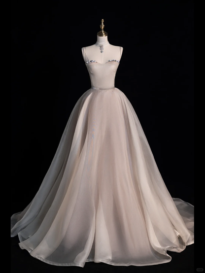 Simple A Line Sweetheart Neck Sequin Tulle Long Evening Dresses Party Dresses SH2674