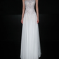 Shiny Exquisite Beaded Sequin A Line Straps White Chiffon Long Wedding Dress SH6628