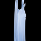 Romantic Sheath Strapless Blue Satin Open Back Long Prom Dress Graduation Prom Dress SH2489