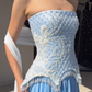 Beautiful Blue A Line Strapless Exquisite Beaded Chiffon Long Prom Dress Evening Dress SH6750