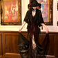 Sexy Mermaid Straps Black Lace Burgundy Satin Long Prom Dress Party Dress SH5018