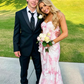 Pink Mermaid Strapless Print Floral Evening Dress Prom Dress Party Dress SH973