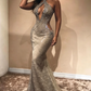 Halter Open Back Long Prom Dresses Cheap Shiny Beads Crystals Illusion Mermaid Formal Gowns R0001