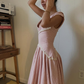 Cute Pink A Line V Neck Lattice Satin Long Prom Dress Evening Dress SH8508