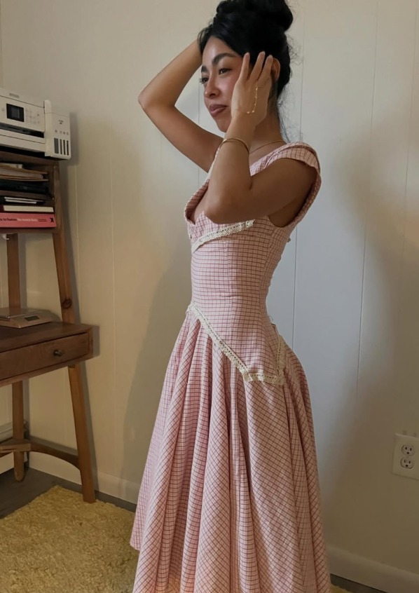 Cute Pink A Line V Neck Lattice Satin Long Prom Dress Evening Dress SH8508