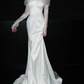 Elegant Mermaid Long Sleeve White Satin Long Sweep Wedding Dress SH5227