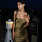 Sexy Olive Green Sheath Straps Satin Open Back Long Wedding Guest Dress Party Dress SH3310