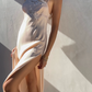 Simple A Line Spaghetti Strap Lace Satin Party Dress Wedding Guest Dress with Slit SH3901