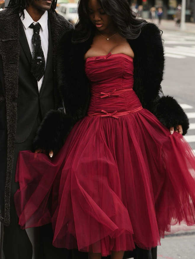 Burgundy A Line Strapless Bow Tulle Long Prom Dress Wedding Guest Dress SH4805