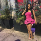 Pink Strapless Ruffles Lovely Short Party Dress Homecoming Dress SH1547