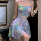 Summer Colorful A Line Spaghetti Strap Chiffon Short Homecoming Dress Outfits SH5826