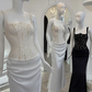 Sexy Mermaid Spaghetti Strap Lace Satin Long Prom Dress Evening Dress SH4668