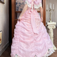 Vintage Sweety Pink Ball Gown Lace Tulle Long Prom Dress 16th Birthday Dress SH5201