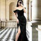 Baby Blue A Line Off the Shoulder Sequin Satin Long Prom Dress Graduation Prom Dress SH2452