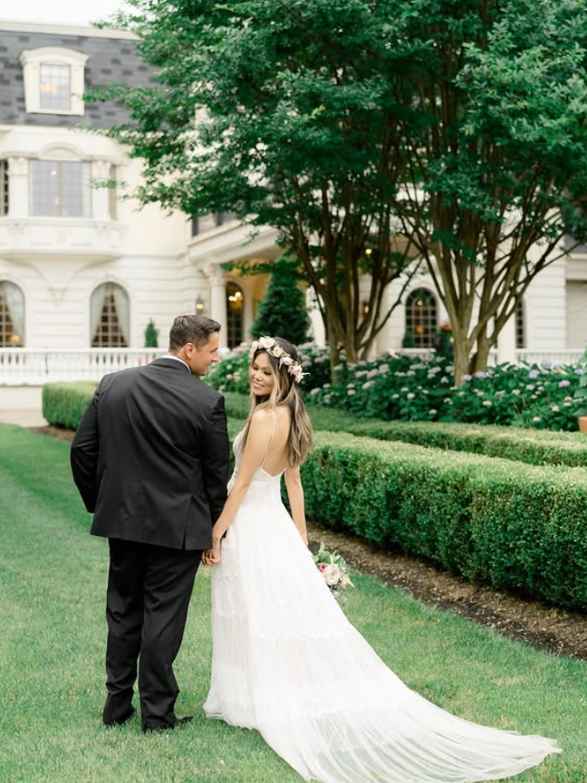 Pretty A Line Spaghetti Strap White Lace Tulle Long Prom Dress Wedding Dress SH4706