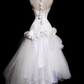 Gentle Mermaid Halter White Floral Satin Tulle Long Wedding Dress SH4530