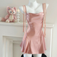Sage Green Gentle A Line Spaghetti Strap Satin Mini Homecoming Dress Cocktail Dress SH3427