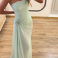 Fresh Green A Line Strapless Chiffon Long Prom Dress Party Evening Dress SH5704