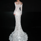 Unique Mermaid Long Sleeve White Exquisite Lace Long Wedding Dress SH8890