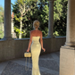 Light Yellow Mermaid Halter Corset Chiffon Long Prom Dress Evening Dress SH8567