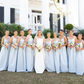 Elegant Baby Blue A Line Spaghetti Strap Satin Long Bridesmaid Dress SH6303