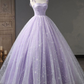 Star and Moon Fantasy Tulle A-Line Long Evening Dress, Blue Formal Sweet 16 Prom Dress Quinceanera Dress SH1063