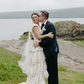 Simple Retro A Line V Neck Layered Satin Backless Prom Dress Wedding Dress SH6430