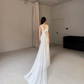 Elegant A Line Sweetheart Neck White Tulle Long Wedding Dress with Slit  SH5098