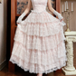 Vintage Princess Light Pink A Line Layered Lace Long Prom Dress Evening Dress SH5657