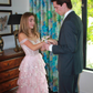 Elegant A Line Off the Shoulder Tiered Sequin Light Pink Tulle Prom Dress Evening Dress SH2385