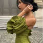 Green Elegant Sweetheart Neckline Puff Sleeves Mermaid Evening Dress,Pretty Ptom Dress SH646