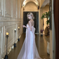 Light Pink Sheath Strapless Satin Tulle Prom Dress Evening Dress Date Dress SH4902