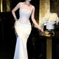 Sexy Mermaid Spaghetti Strap Lace Satin Long Prom Dress Evening Dress SH4668