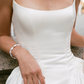 Beautiful A Line Spaghetti Strap White Simple Satin Wedding Dress SH6033