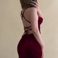 Sexy Burgundy Sheath Halter Velvet Backless Short Prom Dress Homecoming Dress SH9079