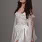 Dreamy Fairytale Ball Gown Exquisite Beaded Pearl White Satin Tulle Prom Dress Wedding Dress SH6682