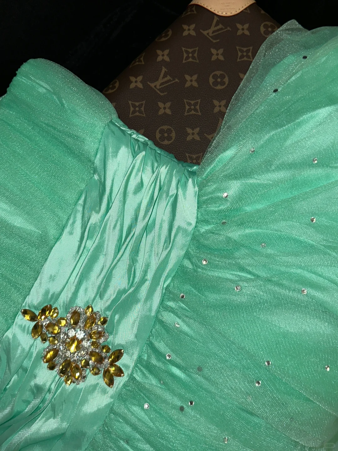 Charming Green A Line Sweetheart Neck Tulle Prom Dress Party Evening Dress SH5991