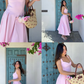 Princess Pink A Line Spaghetti Strap Simple Satin Prom Dress Vacation Dress SH6254