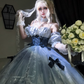 Stunning Blue Bow A Line Lace Tulle Lolita Goth Boning Dress Prom Dress SH4911