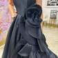 High-class Black A Line Sweetheart Neck Satin Long Prom Dress Evening Dress SH6813