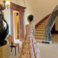 Princess A Line Spaghetti Strap Print Floral Satin Prom Dress 16th Birthday Dress SH3982