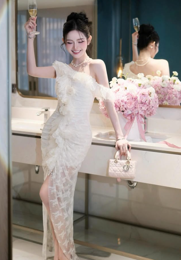 Classic Sheath Off the Shoulder Pink Lace Long Prom Dress Evening Dress SH4670