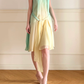 Vintage Yellow Green Ombre Beaded Chiffon Knee Length Wedding Guest Dress Prom Dress SH5442