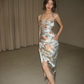 Sexy Sheath Halter Print Floral Satin Wedding Guest Dress Prom Dress SH4760