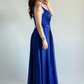 Simple Royal Blue A Line Spaghetti Straps Satin Prom Dress Date Dress SH5549