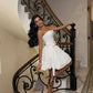 Princess A Line Strapless White Short Homecoming Dress with Bowknot SH7947