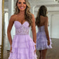 Stylish A Line Sweetheart Baby Blue Short Homecoming Dress with Appliques SH7531