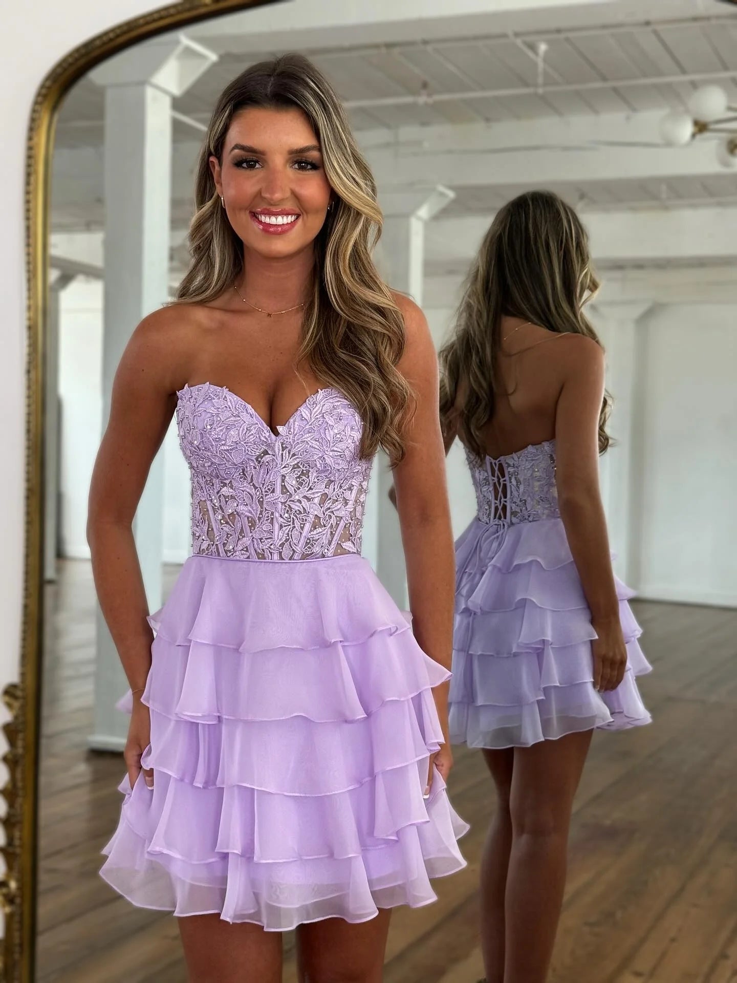 Stylish A Line Sweetheart Baby Blue Short Homecoming Dress with Appliques SH7531