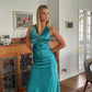 Simple A Line Halter Purple Satin Open Back Prom Dress Evening Dress SH2533